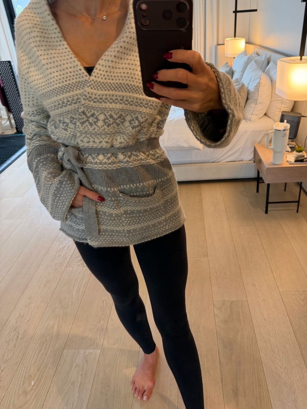 Authentic Nougat London cream/grey wrap sweater sz 1